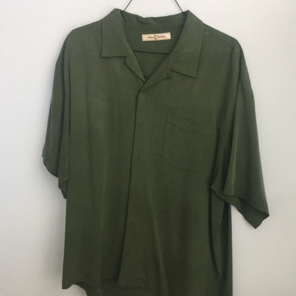Tommy Bahama SS silk shirt. XL. Green.